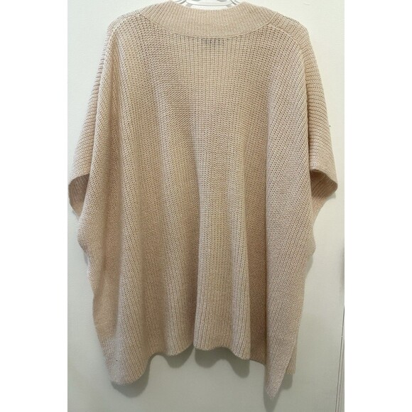 LOFT Oversized Knit Poncho Sweater – XS/S – Beige – V-Neck – Acrylic - Picture 2 of 6